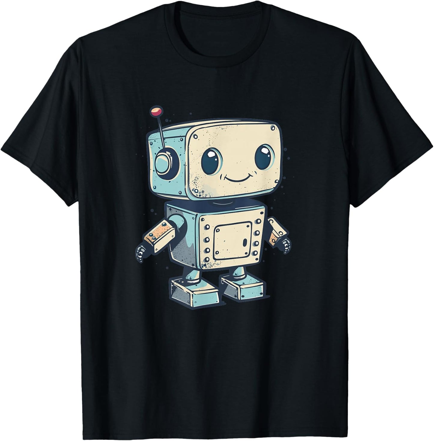Cute little Robot, Vintage Kids Robot T-Shirt - T-Shirt | Black