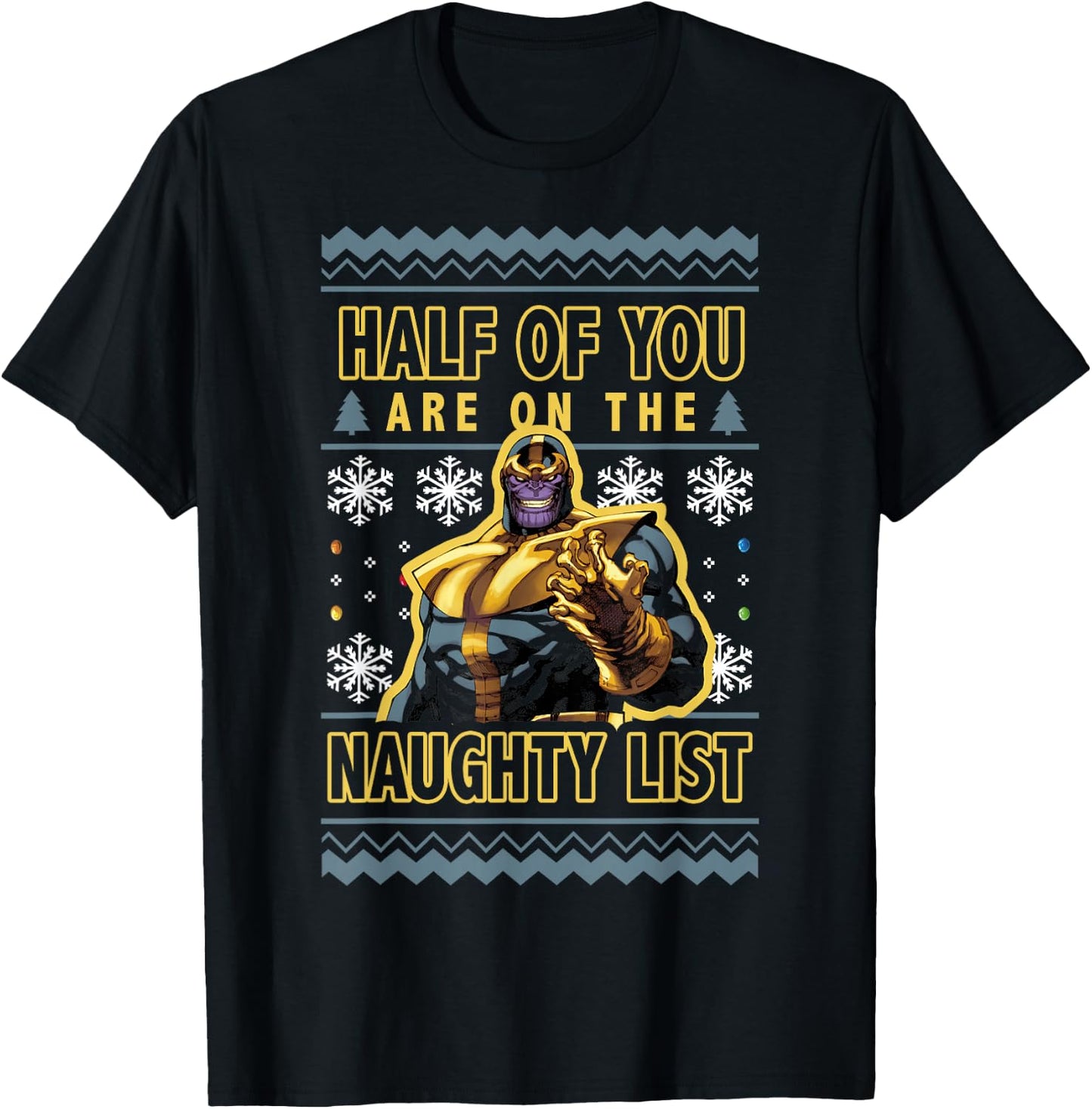 Marvel Christmas Thanos Ugly Sweater T-Shirt - T-Shirt | Black