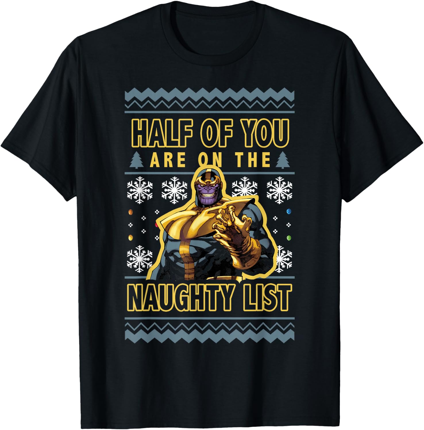 Marvel Christmas Thanos Ugly Sweater T-Shirt - T-Shirt | Black