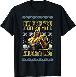 Marvel Christmas Thanos Ugly Sweater T-Shirt - T-Shirt | Black