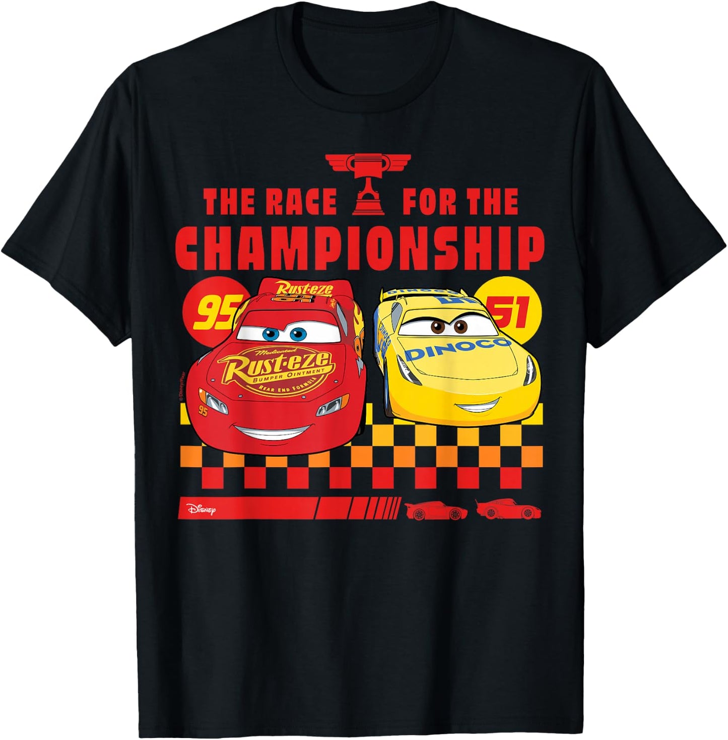 Disney Pixar Cars - Lightning And Cruz Race For Championship T-Shirt - T-Shirt | Black