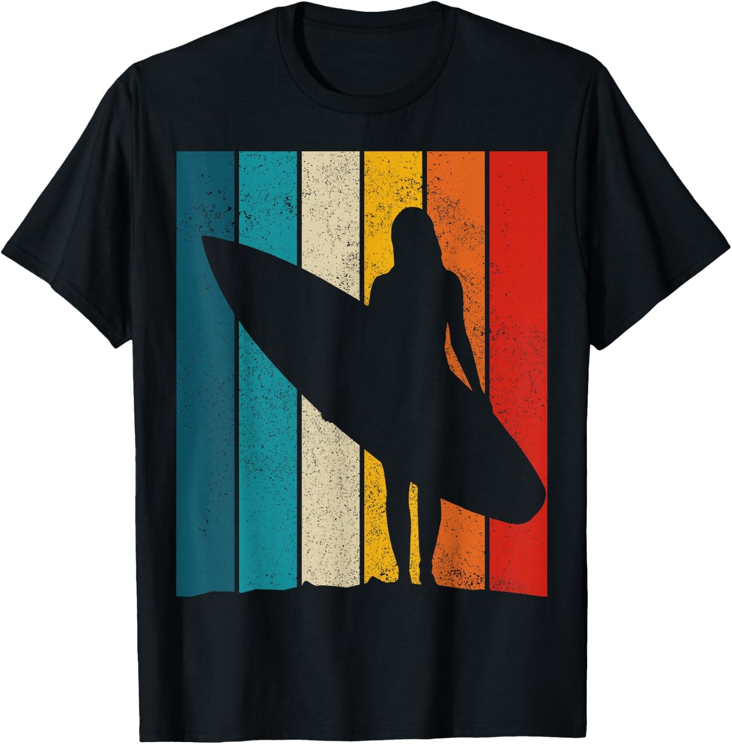 Surfer Girl Vintage Surf Beach Surfing Surfing Surfing Gift T-Shirt - T-Shirt | Black