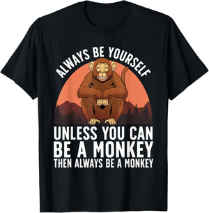 Funny Monkey Design Women Kids Animal Monkey Lover T-Shirt - T-Shirt | Black