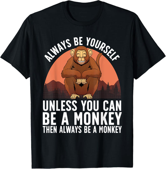 Funny Monkey Design Women Kids Animal Monkey Lover T-Shirt - T-Shirt | Black