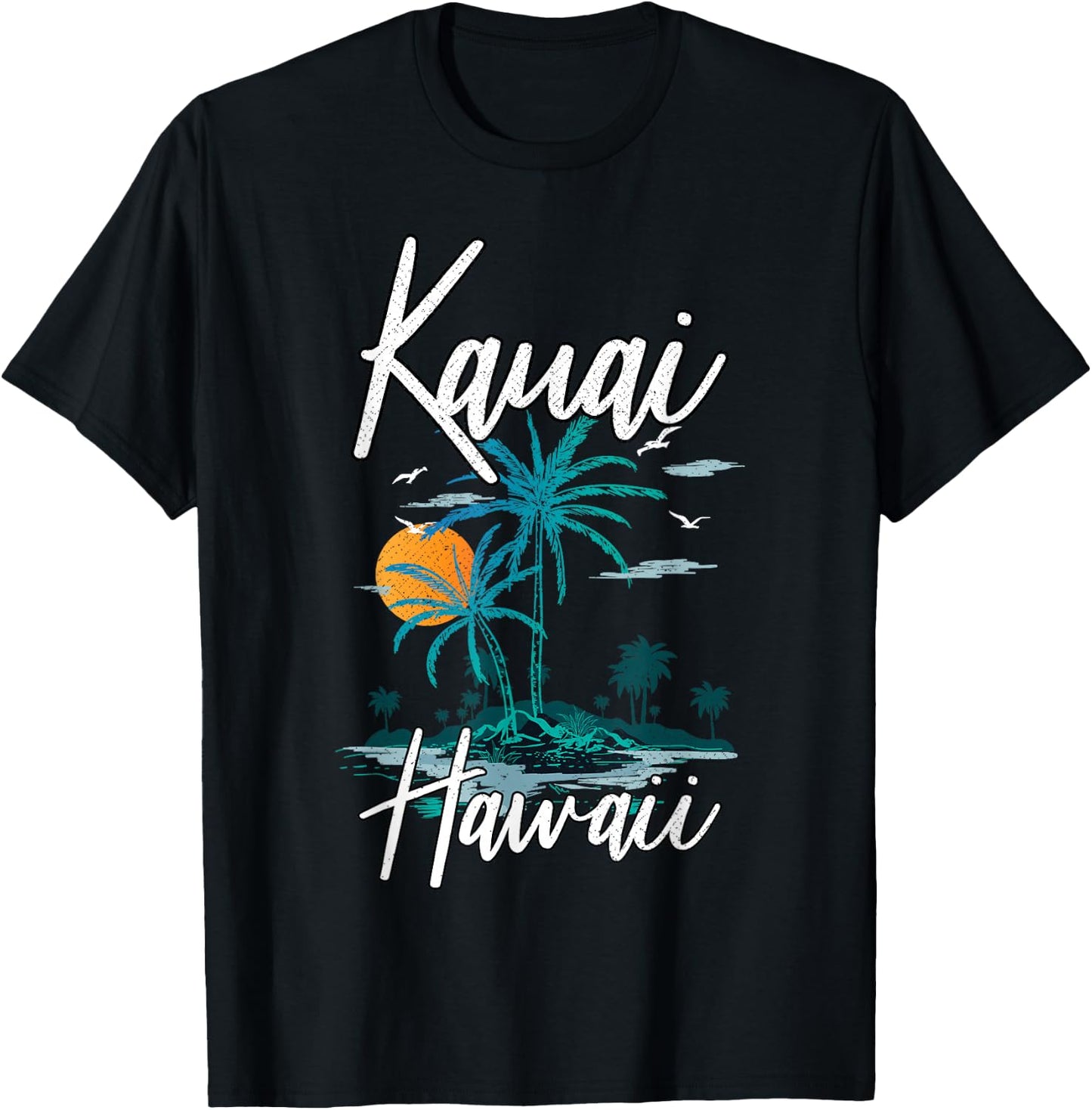 Family Vacation Retro Sunset Hawaii Kauai T-Shirt - T-Shirt | Black