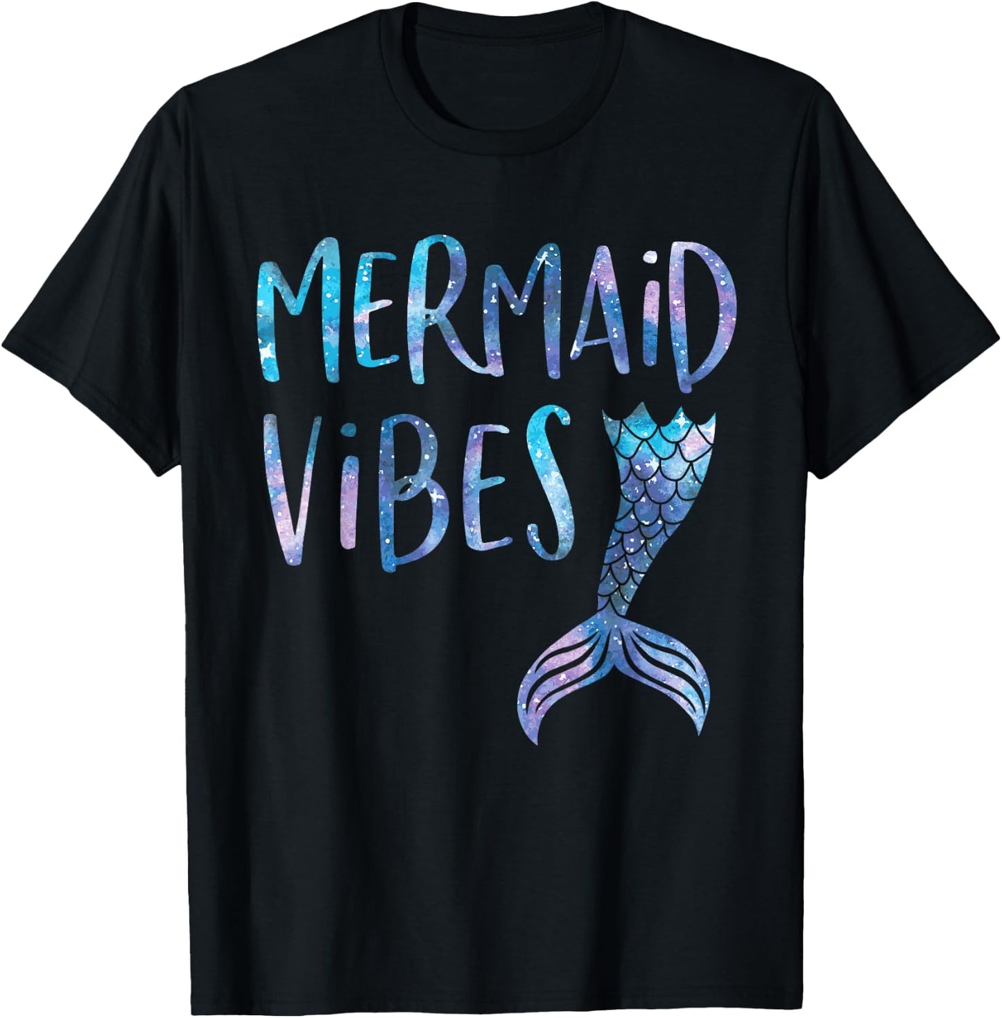 Mermaid Vibes Cute Funny Mermaid Tail Birthday Party T-Shirt - T-Shirt | Black