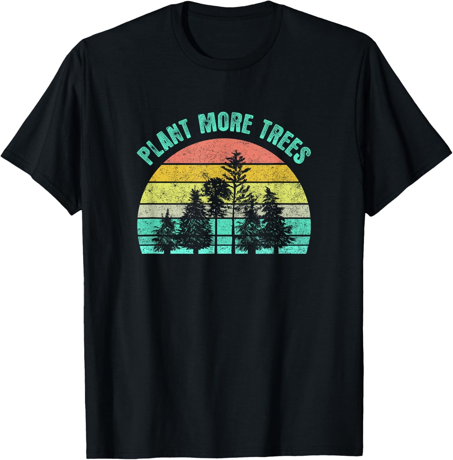 Arbor Day 2021 Plant More Trees Retro Nature Climate Earth T-Shirt - T-Shirt | Black