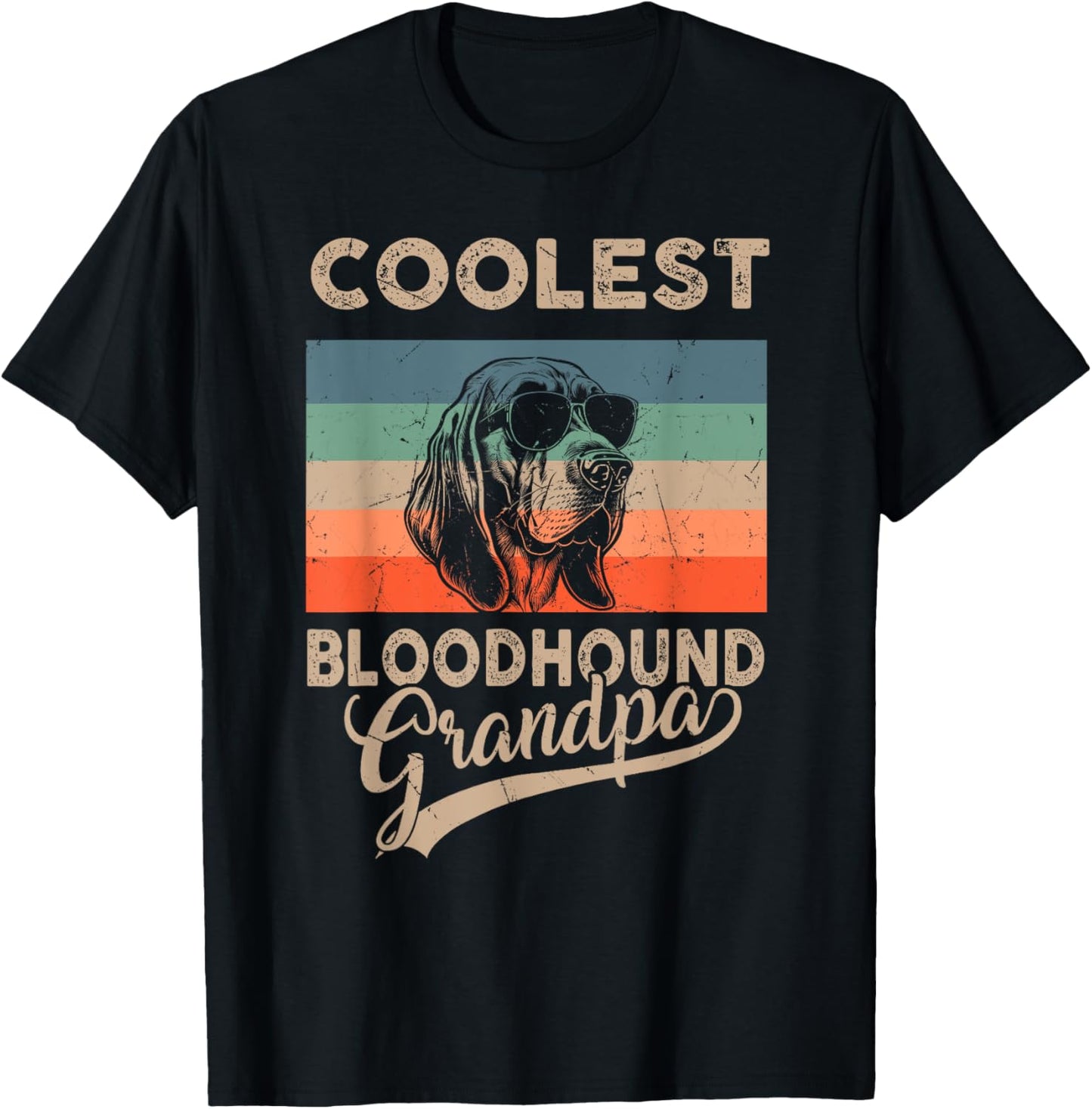 Coolest Bloodhound Grandpa Gifts Dad Funny Dog Grandpa Retro Men Women Kids T-Shirt - T-Shirt | Black
