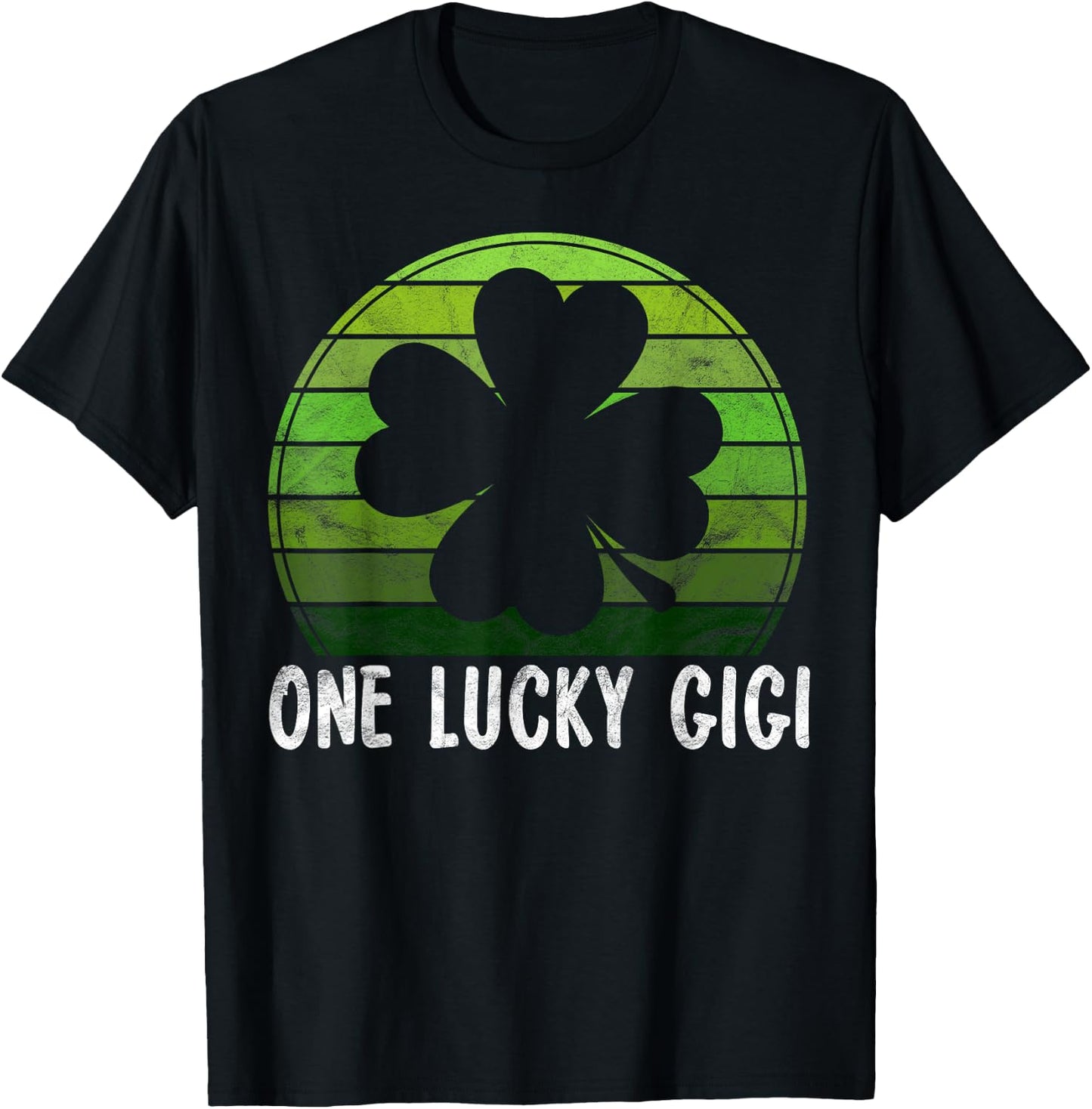 One Lucky Gigi Gift Shamrock Sunset Irish St Patricks Day T-Shirt - T-Shirt | Black