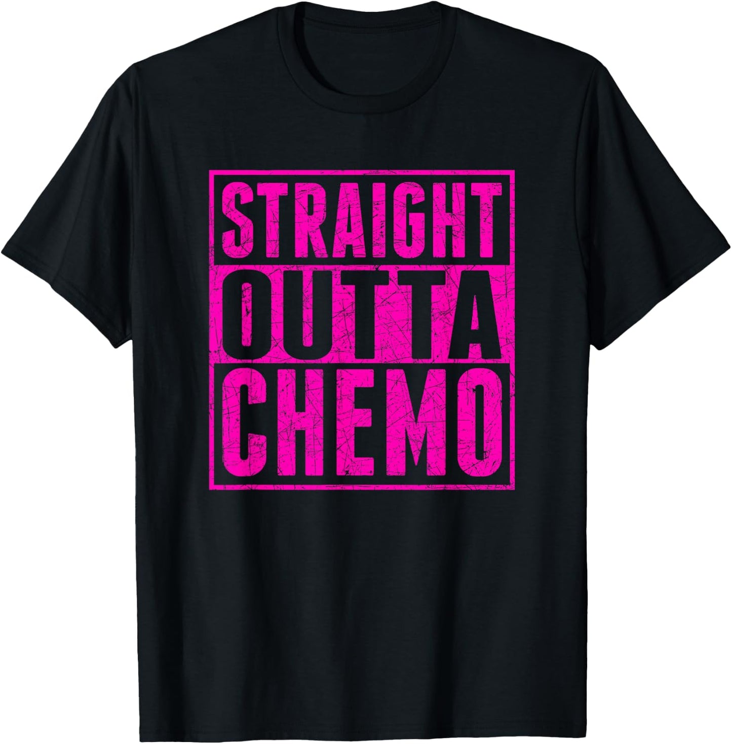 Straight Outta Chemo Breast Cancer Awareness T-Shirt - T-Shirt | Black