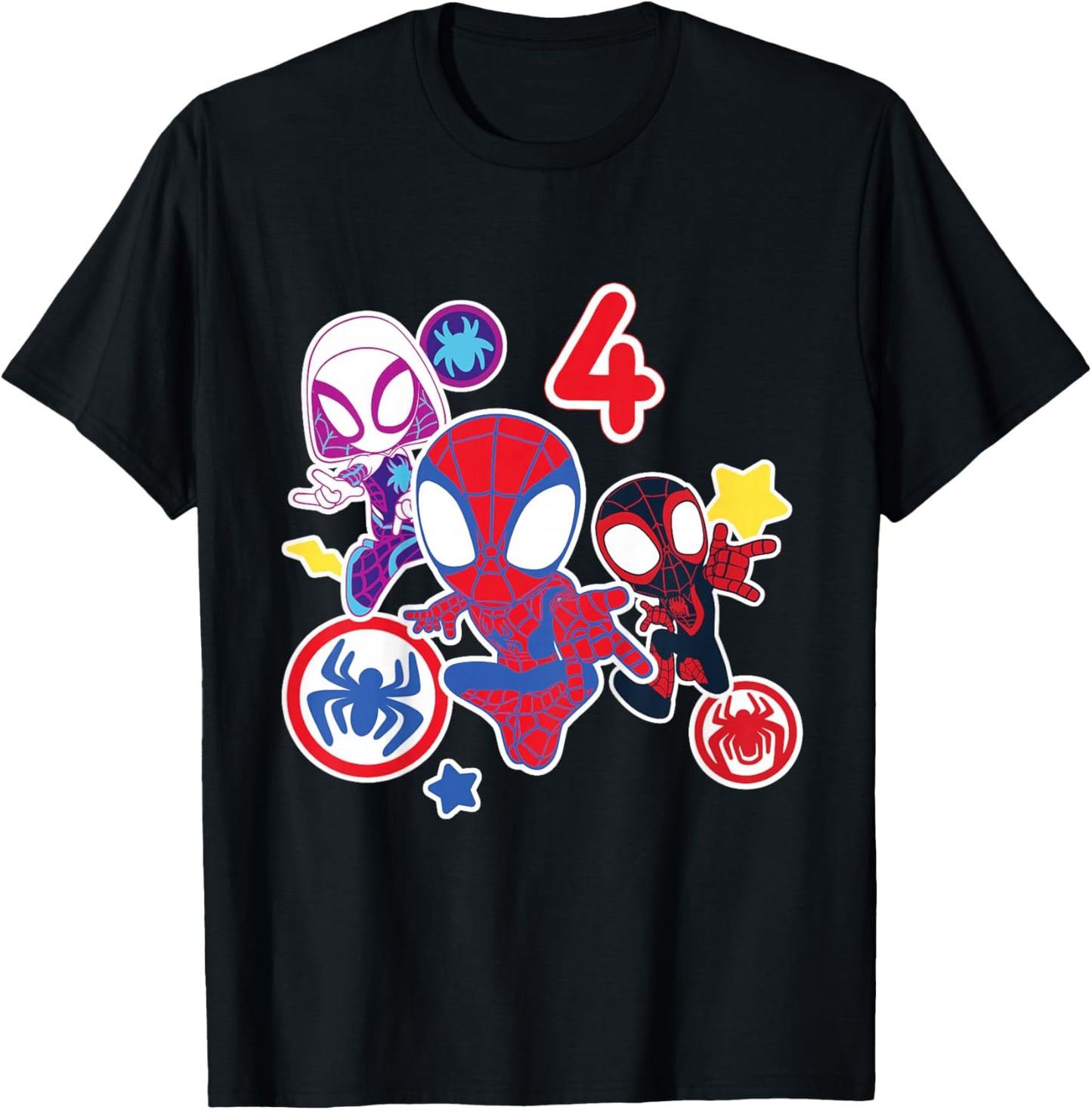 Marvel Spidey and His Amazing Friends 4 Year Old Birthday T-Shirt - T-Shirt | Black
