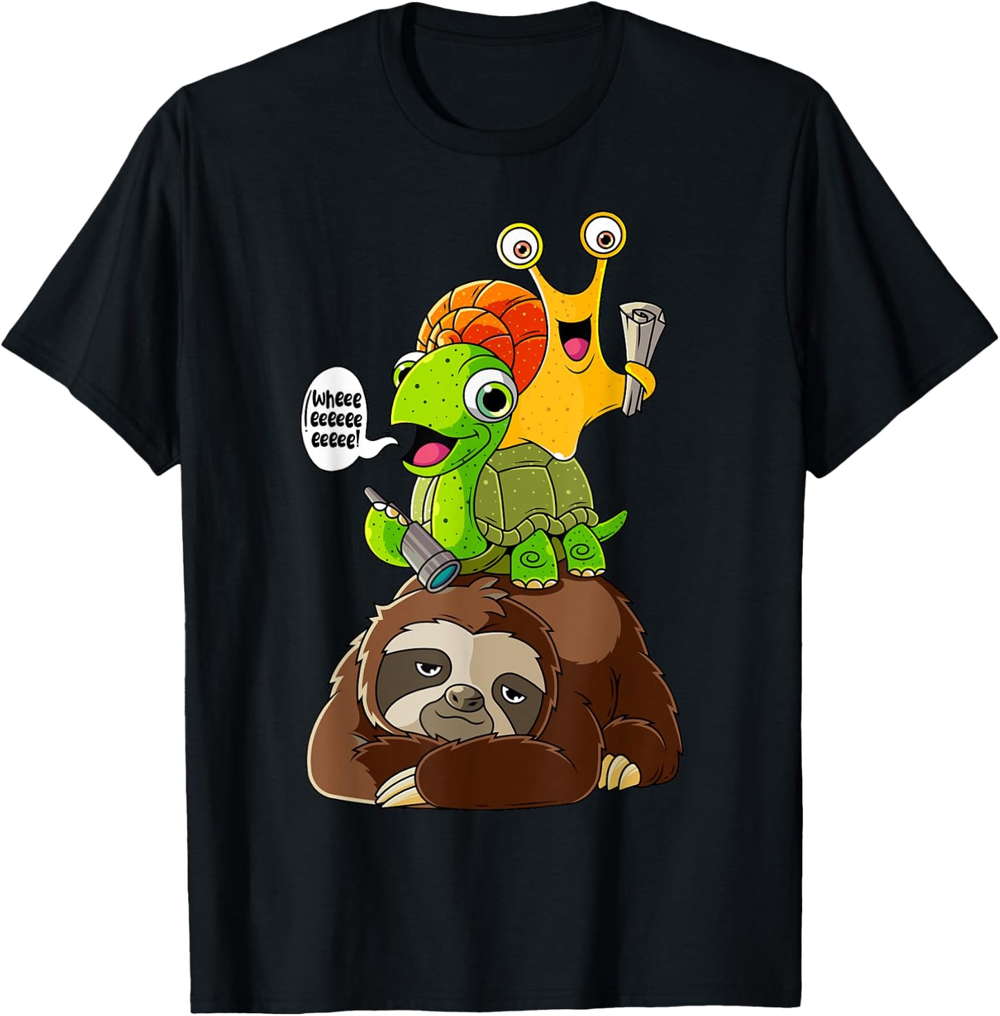 Sloth Turtle Snail Shirt Funny Animal Lover Gifts For Kids T-Shirt - T-Shirt | Black
