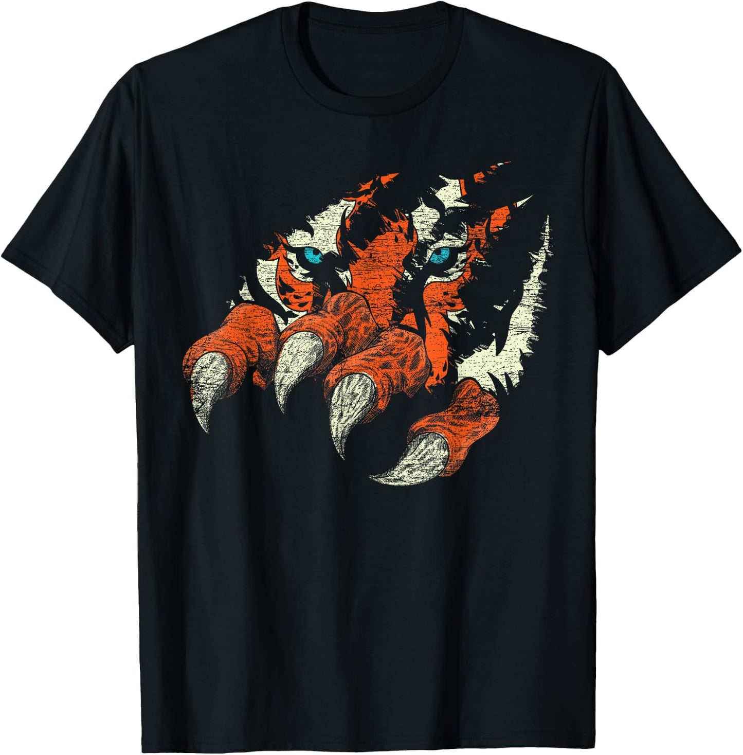 Wild Cat Claws Asian Predator Animal Eyes Wildlife Tiger T-Shirt - T-Shirt | Black