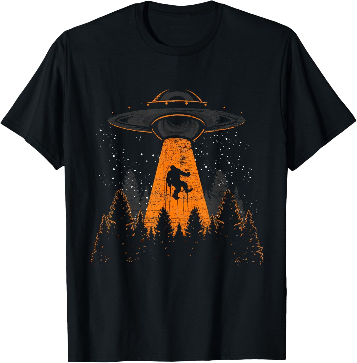 Bigfoot Sasquatch UFO Alien Abduction Yeti Cryptid Bigfoot T-Shirt - T-Shirt | Black
