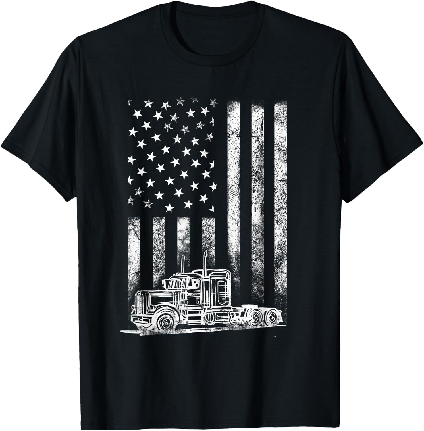 Truck Driver American Flag Trucker Vintage Men Women Gift Small T-Shirt - T-Shirt | Black