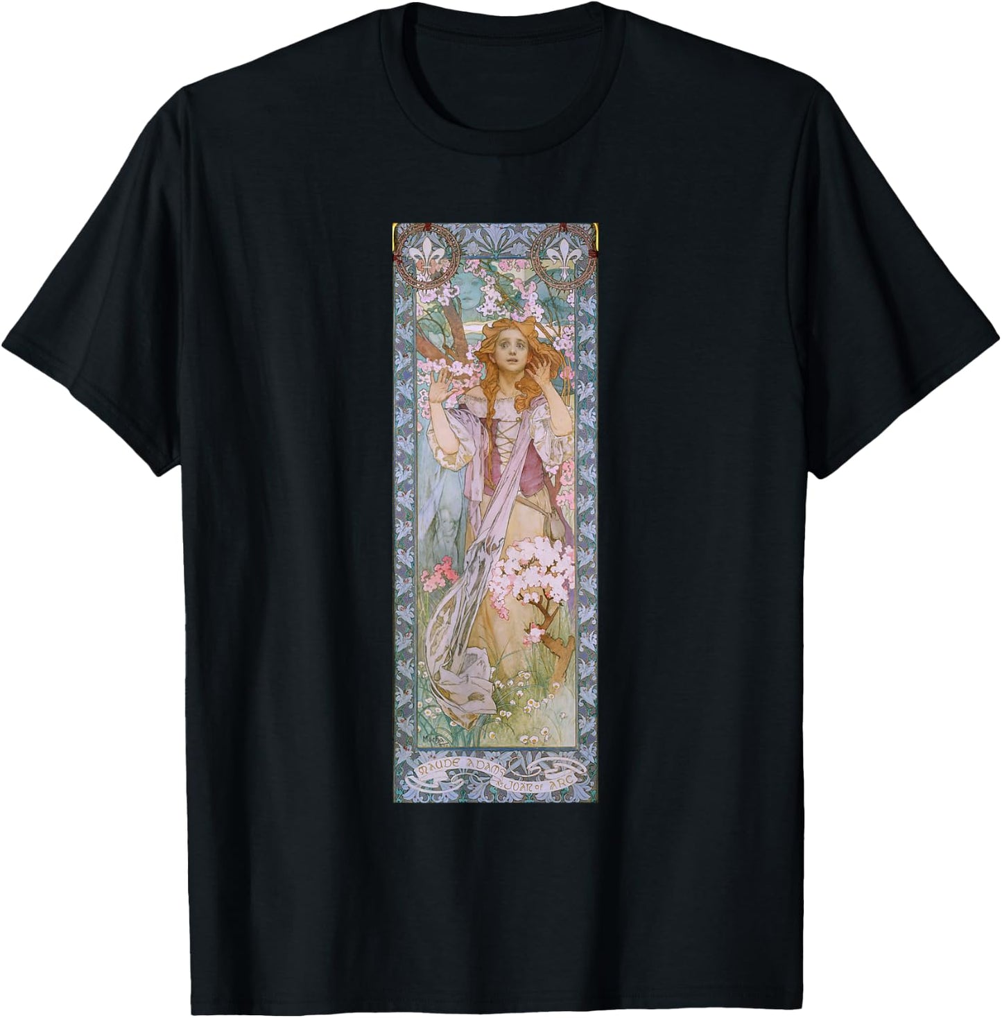 Jeanne d'Arc by Mucha | Art Nouveau Famous Artworks T-Shirt - T-Shirt | Black