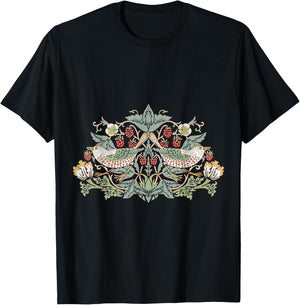 Pixelchicken William Morris Strawberry Thief Bird , Small T-Shirt - T-Shirt | Black