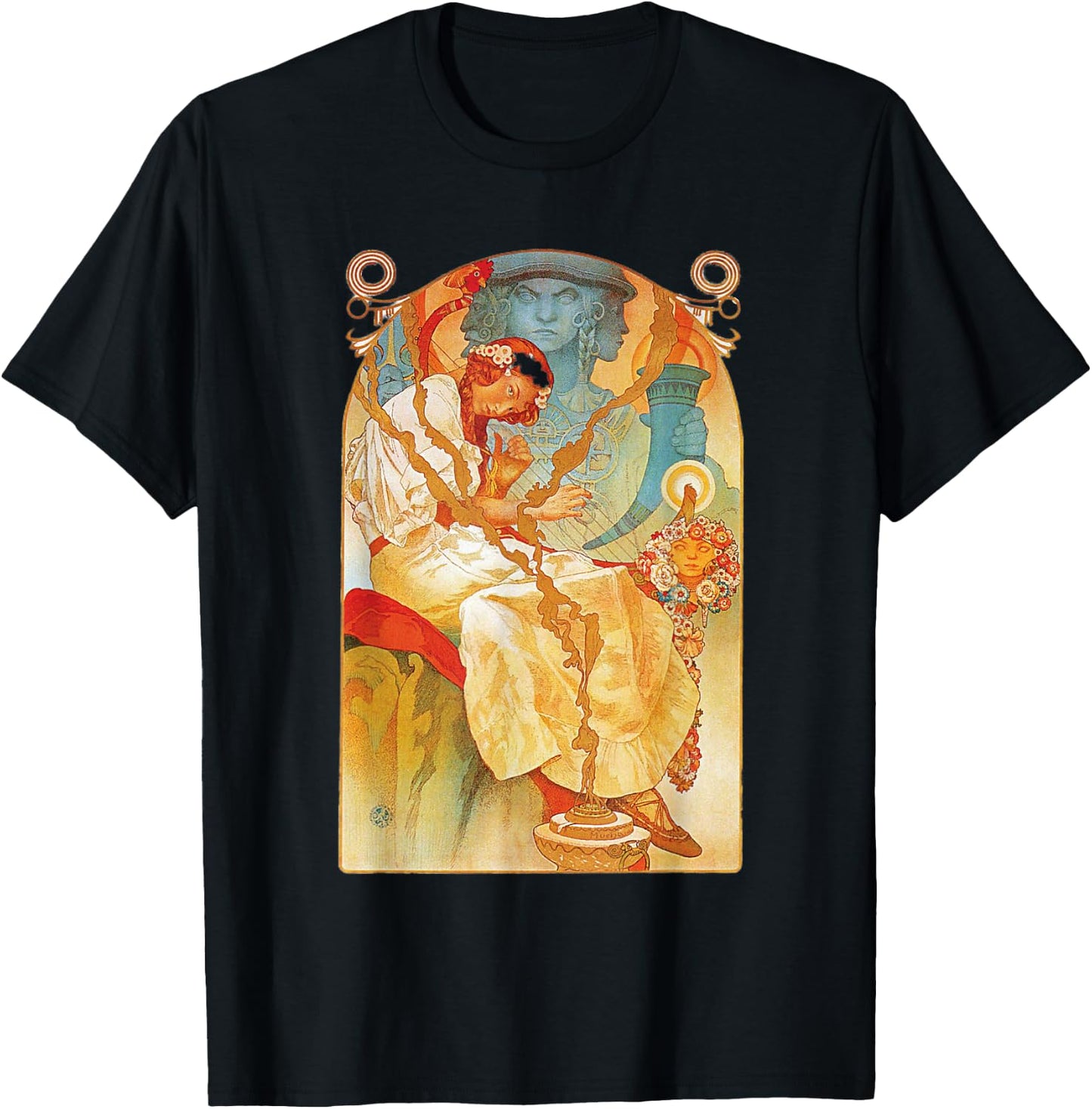 Art Nouveau Slav Epic Mucha Beautiful Elegant T-Shirt - T-Shirt | Black