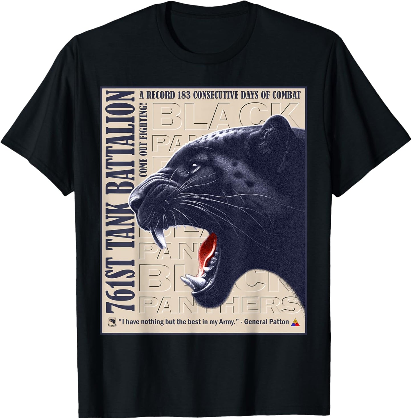Black Panthers 761st Tank Battalion Legacy Design T-Shirt - T-Shirt | Black