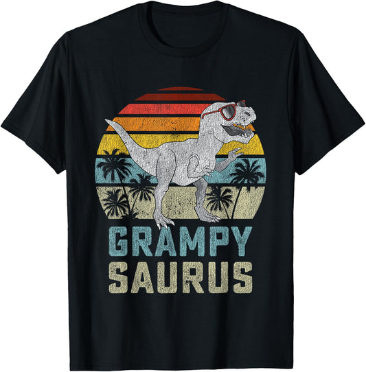 Grampysaurus T Rex Dinosaur Grampy Saurus Family Matching T-Shirt - T-Shirt | Black