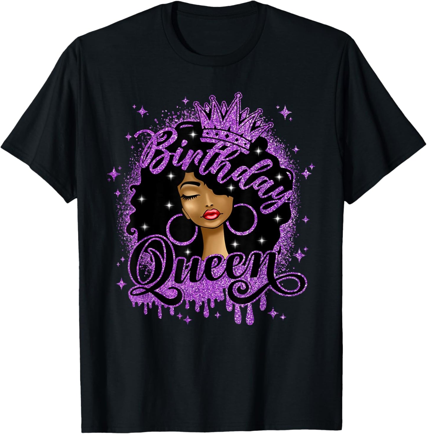 Birthday Queen Curly Afro Black Women It's My Birthday T-Shirt - T-Shirt | Black