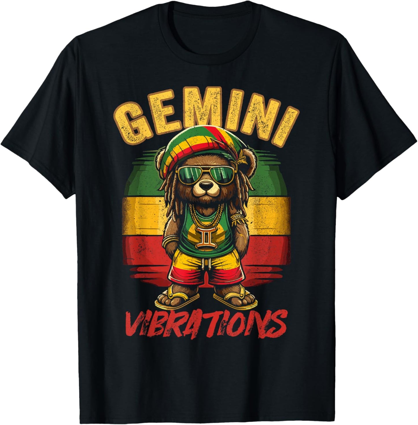 Gemini Vibes Rasta Reggae Teddy, Bear Island Beach Birthday Women T-Shirt - T-Shirt | Black