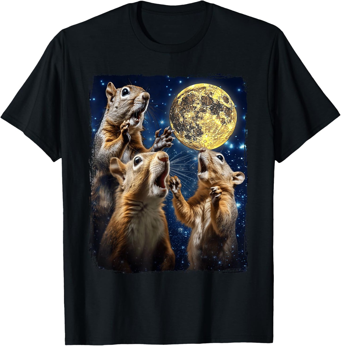 Squirrel Howling At Moon T-Shirt - T-Shirt | Black
