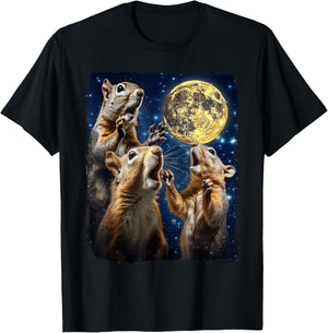 Squirrel Howling At Moon T-Shirt - T-Shirt | Black