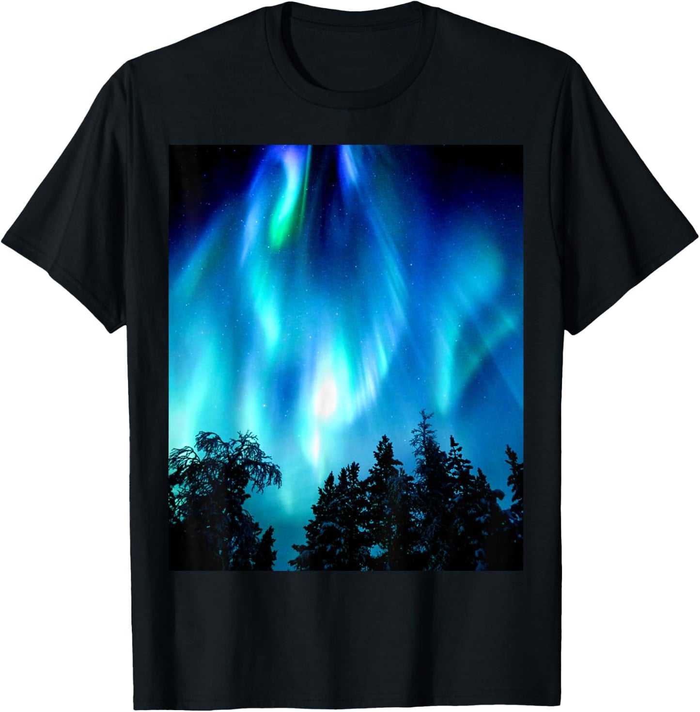 Northern Lights Aurora Borealis T-Shirt - T-Shirt | Black