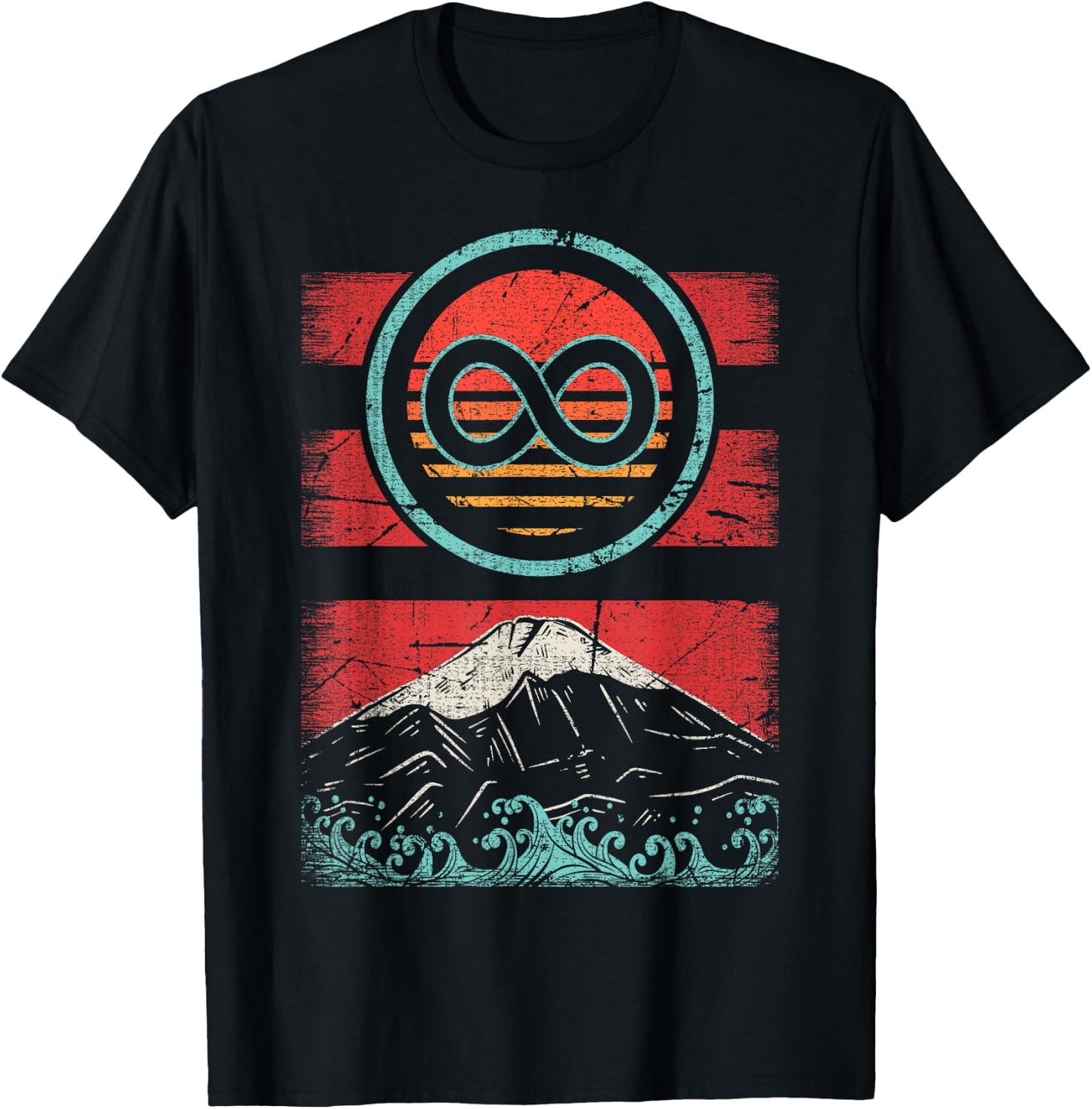 Infinity Symbol Retro Vintage 80s Style Gift T-Shirt - T-Shirt | Black