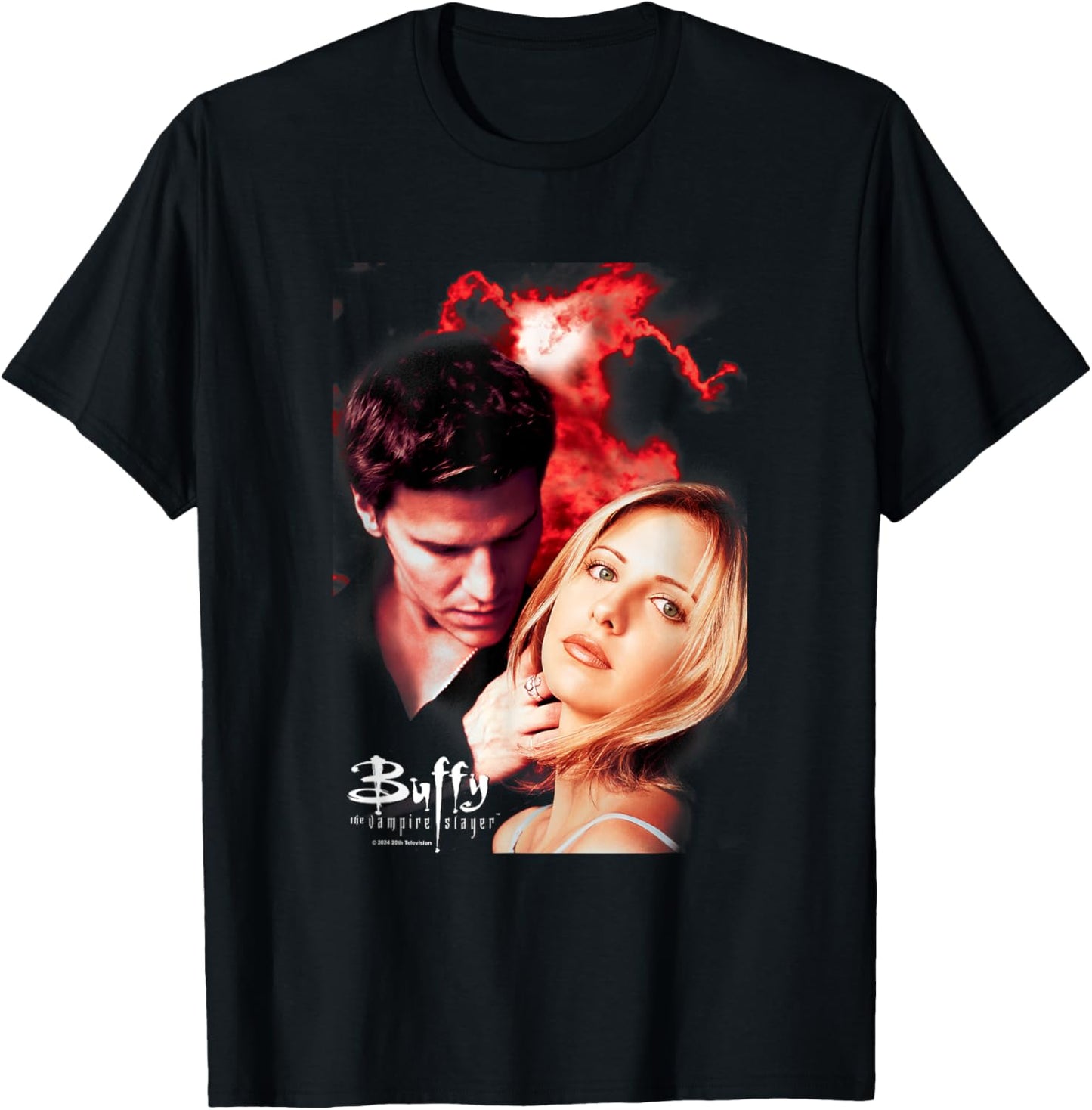 Buffy The Vampire Slayer Buffy & Angel Vintage Poster T-Shirt - T-Shirt | Black