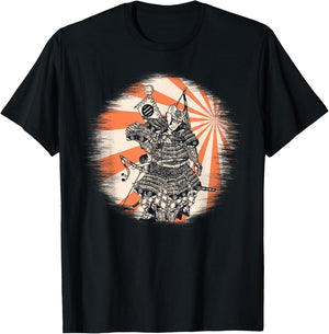 Japanese Art Samurai Japanese Retro Art Print T-Shirt - T-Shirt | Black