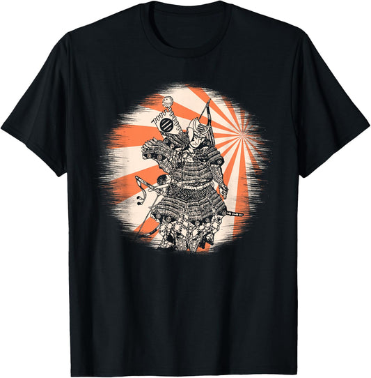 Japanese Art Samurai Japanese Retro Art Print T-Shirt - T-Shirt | Black