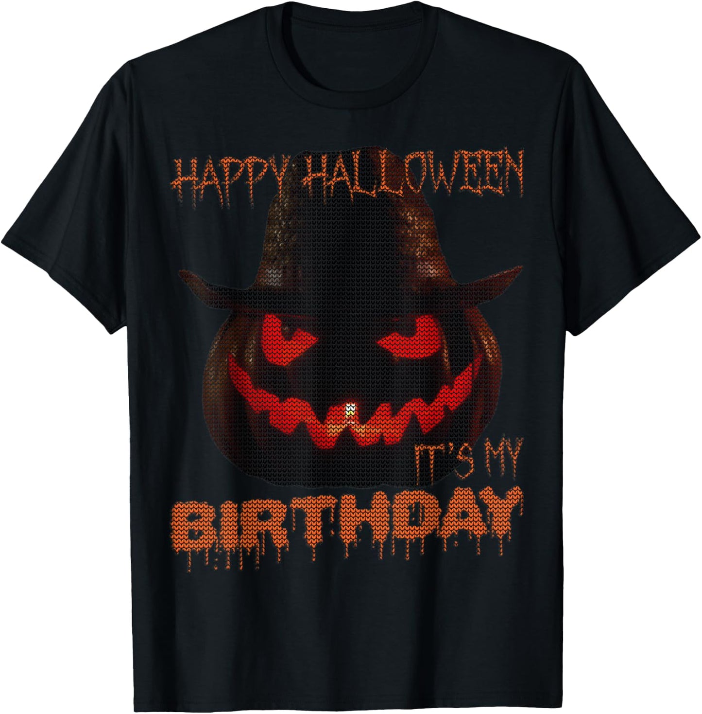 Happy Halloween My Birthday Jack-O-Lantern Ugly Halloween T-Shirt - T-Shirt | Black