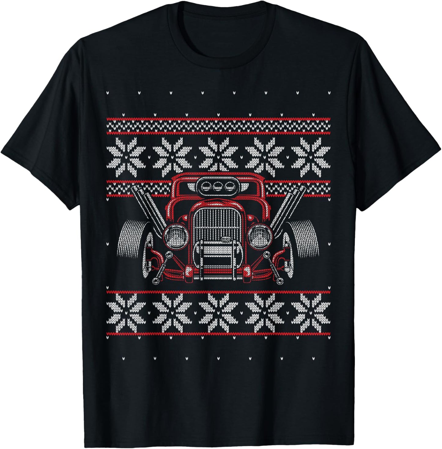 Classic Hot Rod Old Modified Rebuilt Car Guy Ugly Christmas T-Shirt - T-Shirt | Black