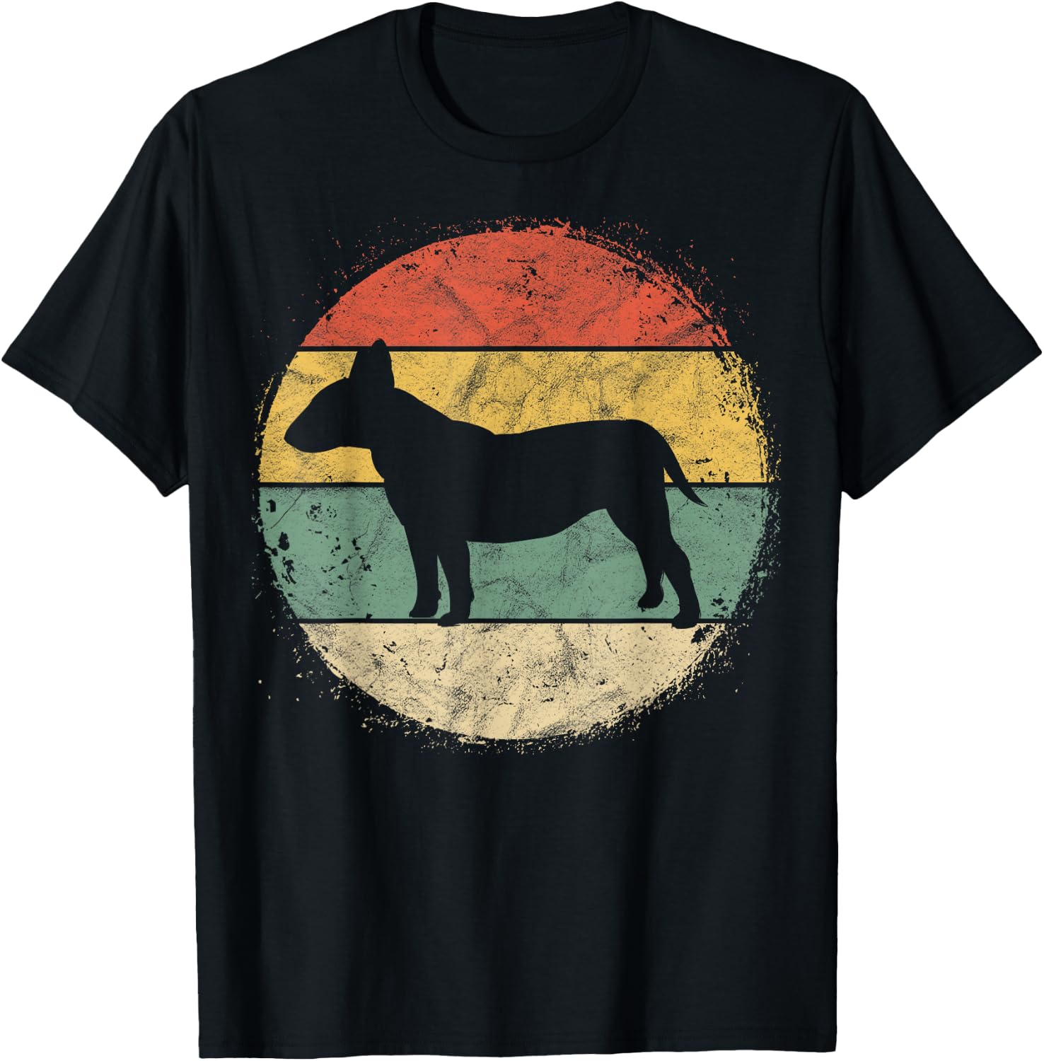 Circular Retro Bull Terrier Owner Bully Parents Dog Mom T-Shirt - T-Shirt | Black