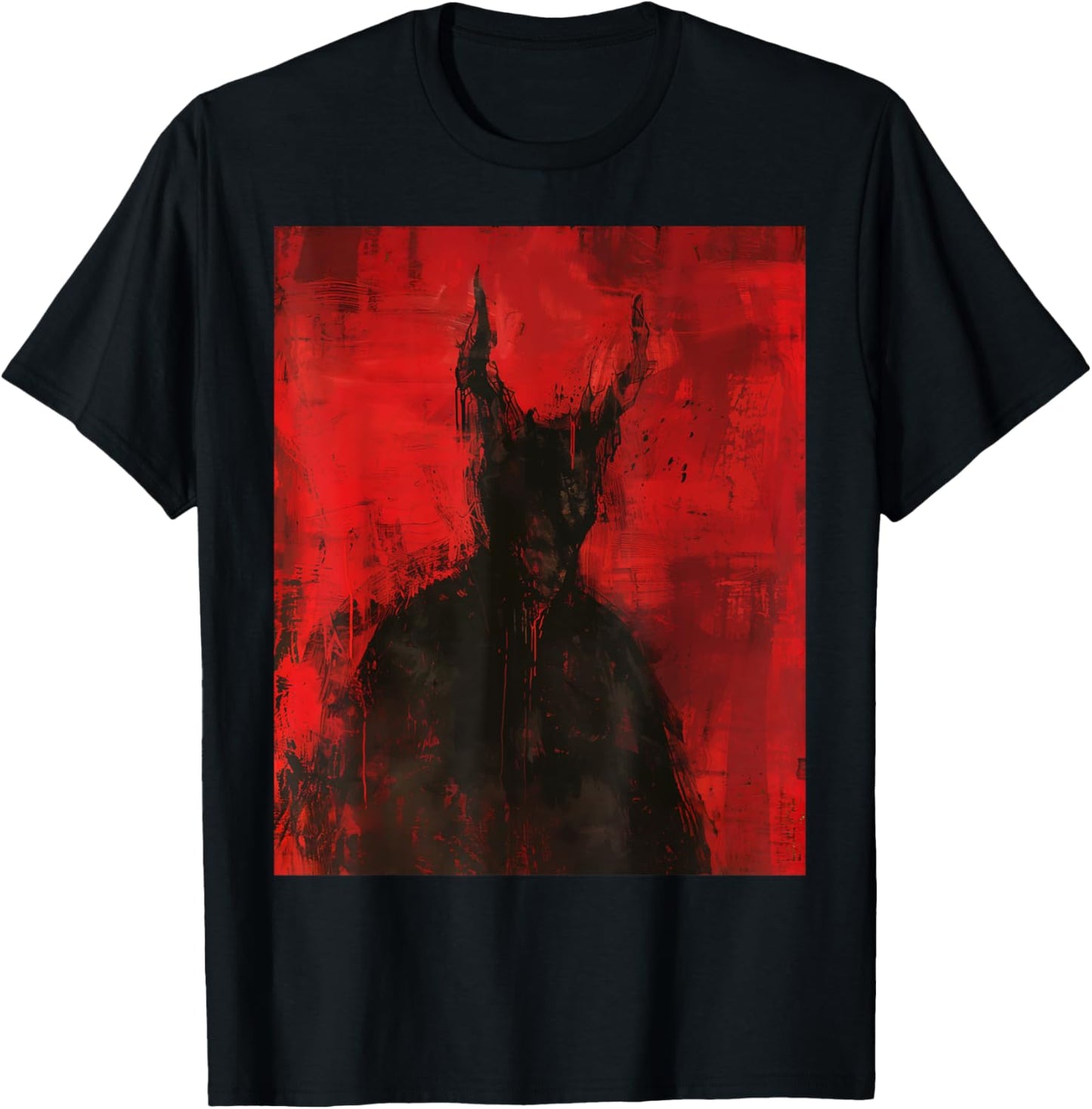 Red Demon Satan Baphomet Horror Art Goth Dark Hell Occult T-Shirt - T-Shirt | Black