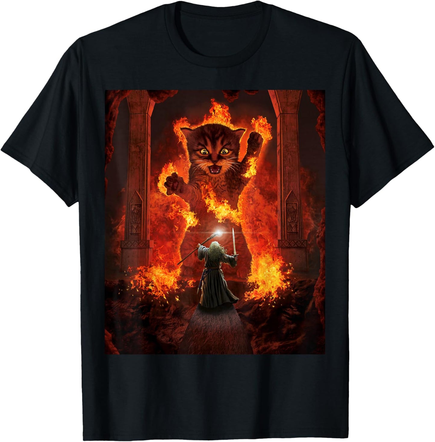 Balrog Cat Funny Kitten Kitty Cat Lover Men Women T-Shirt - T-Shirt | Black