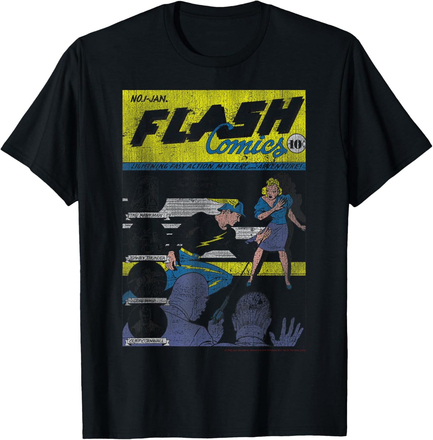 DC Comics The Flash Retro Comic Cover T-Shirt - T-Shirt | Black
