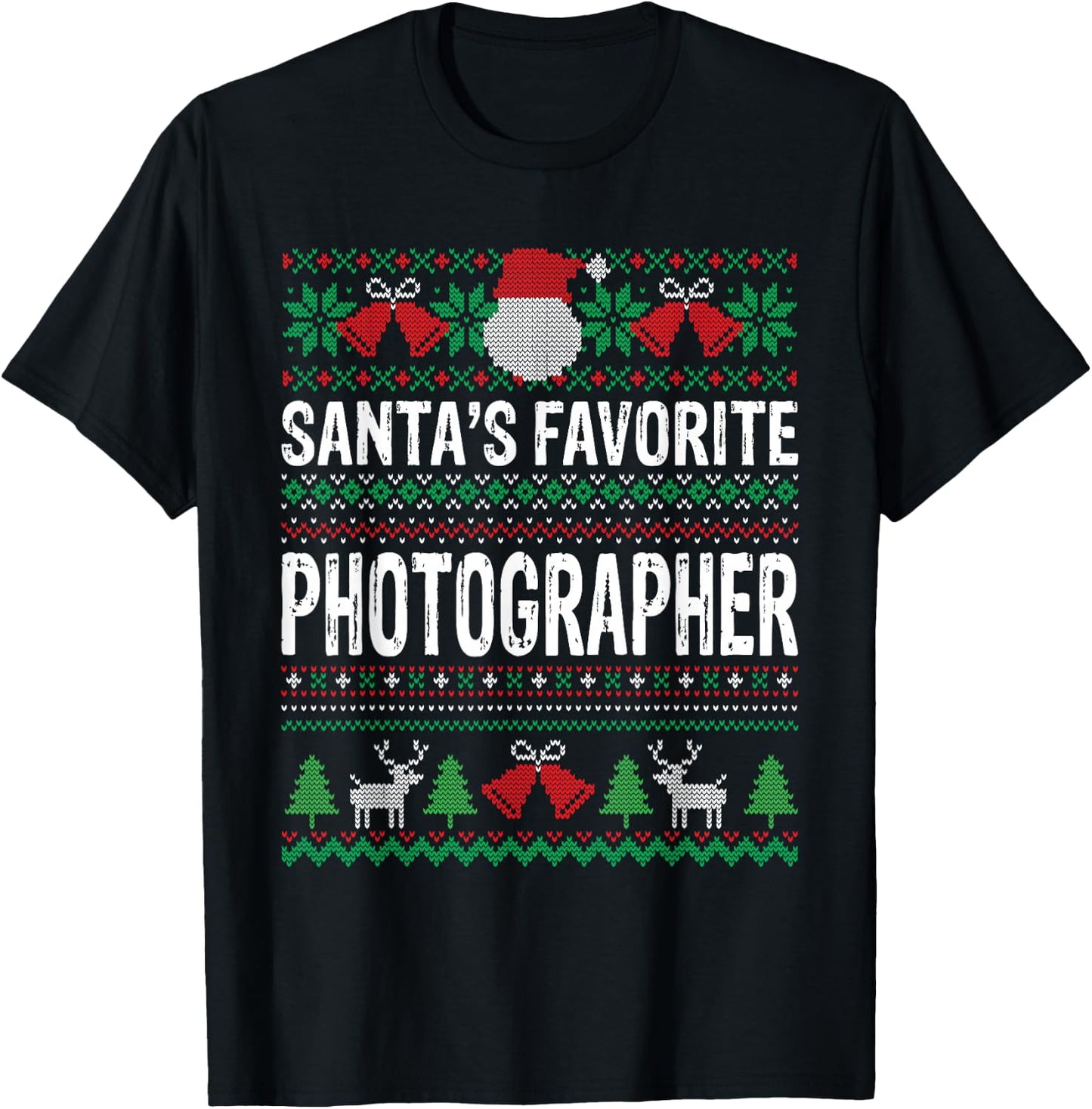 Photographer Christmas Santa's Favorite Photographer T-Shirt - T-Shirt | Black
