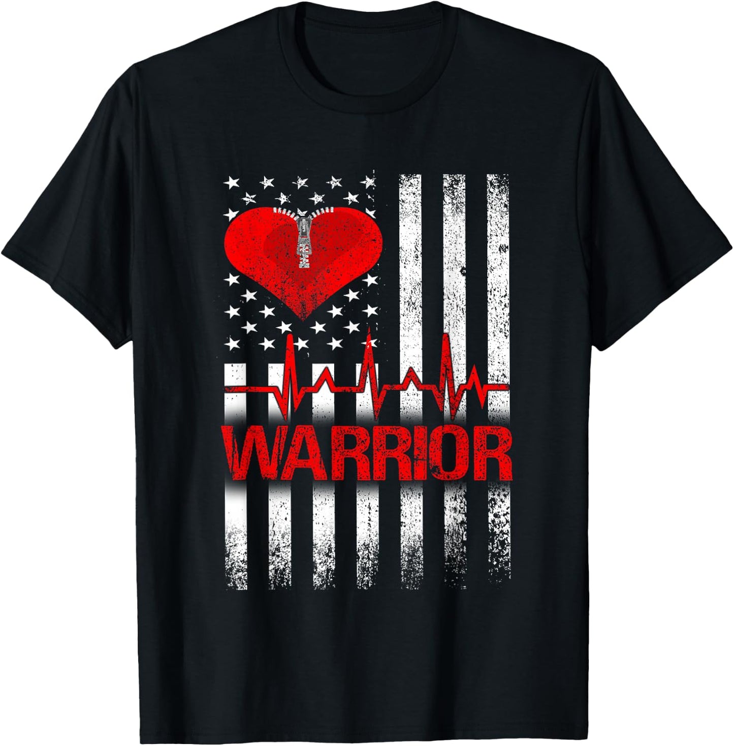 Open Heart Surgery Warrior Gift Heart Patients Survivor T-Shirt - T-Shirt | Black
