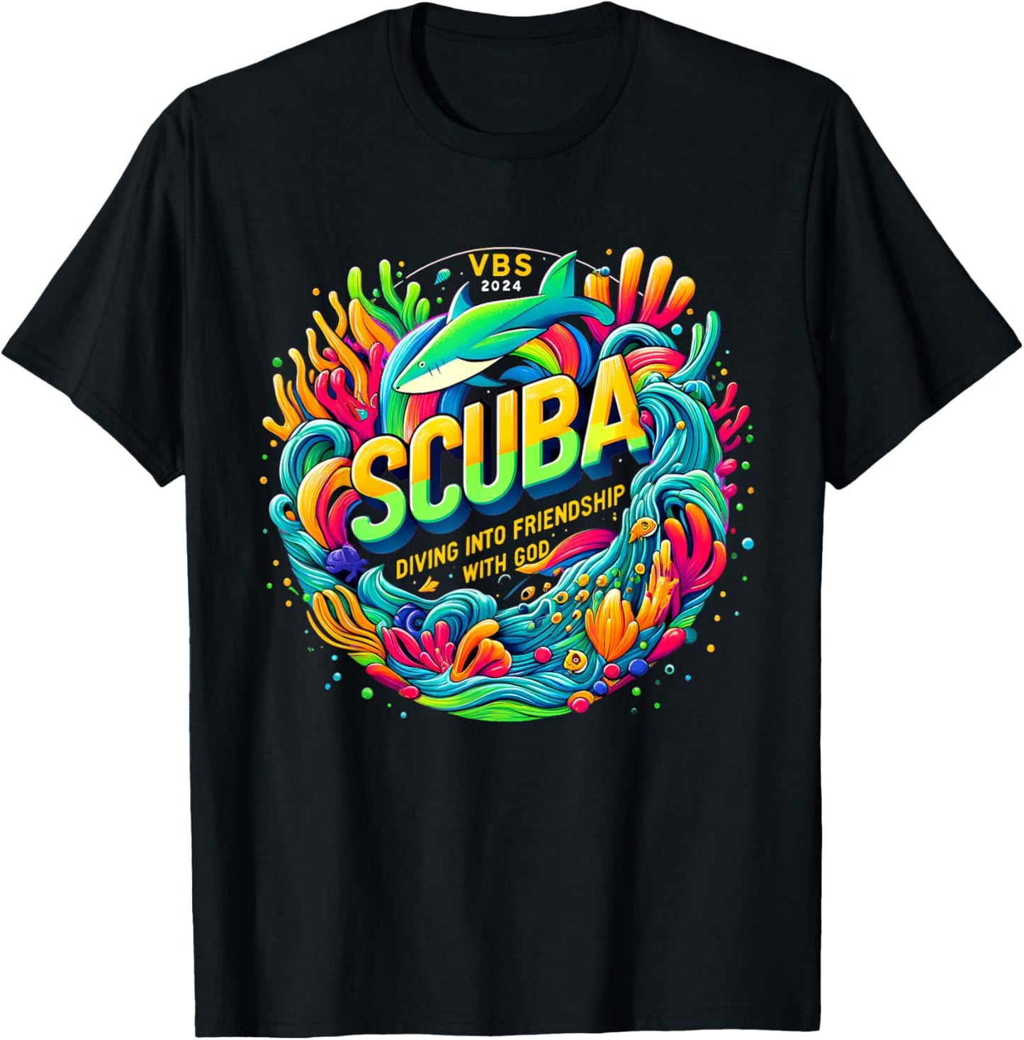 Scuba Diving Into Friendship with God Christian VBS 2026 T-Shirt - T-Shirt | Black