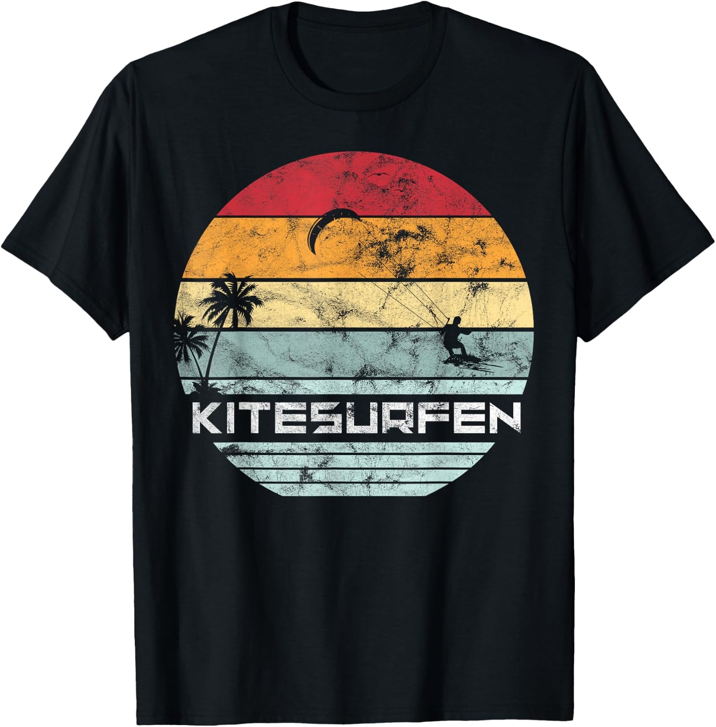Vintage KITE Surfer Kiting Kiteboarding Retro Kitesurfing T-Shirt - T-Shirt | Black