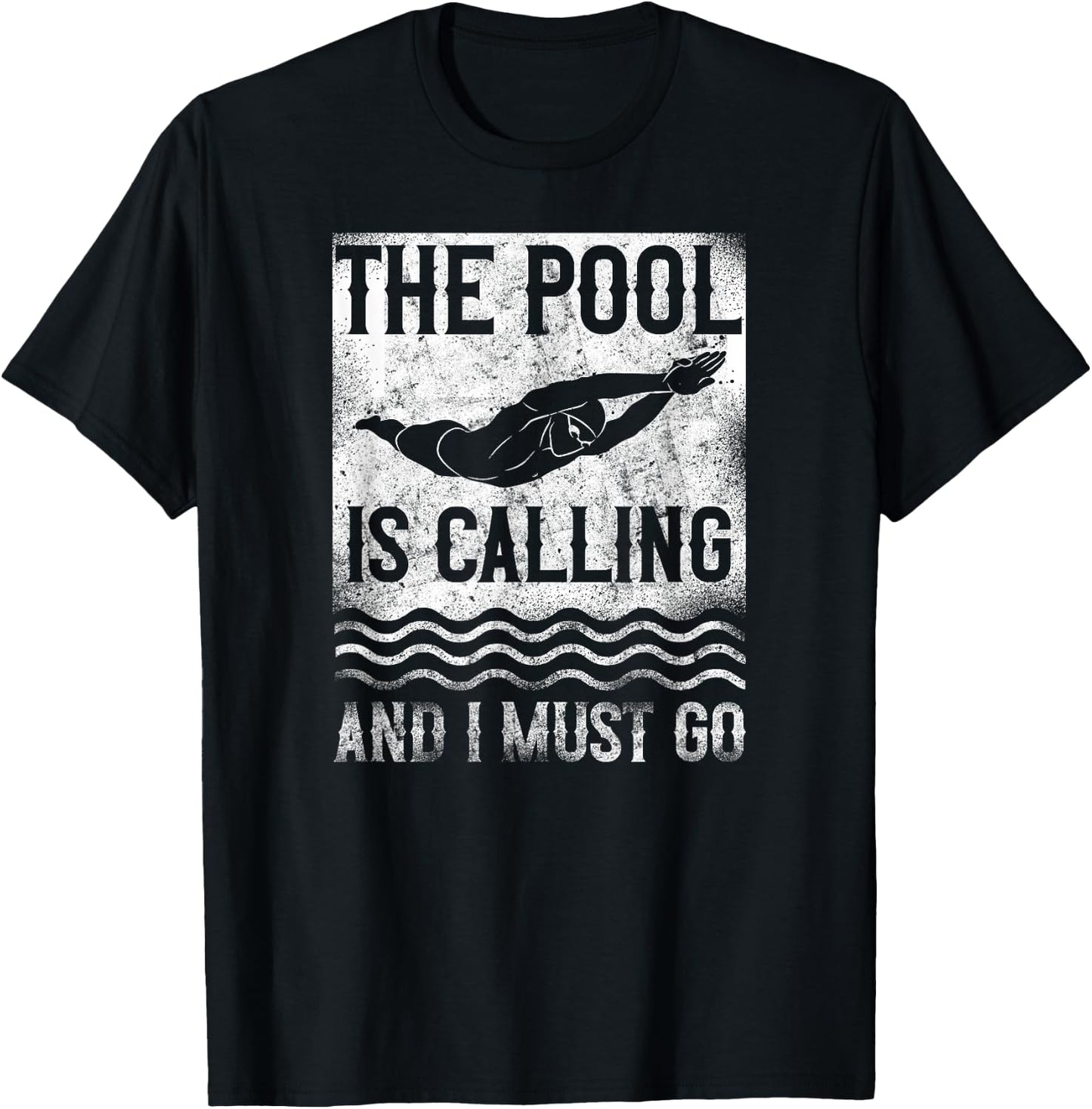 Swimming Swimmer Swim The Pool Is Calling Vintage T-Shirt - T-Shirt | Black