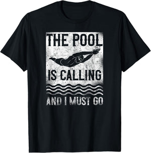 Swimming Swimmer Swim The Pool Is Calling Vintage T-Shirt - T-Shirt | Black