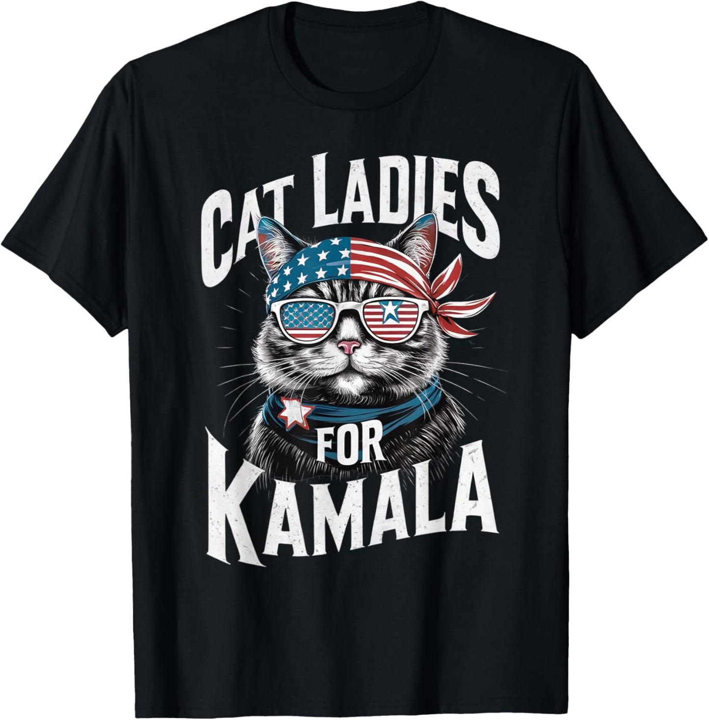 Cat Ladies for Kamala 2024 President Kamala-Harris T-Shirt - T-Shirt | Black