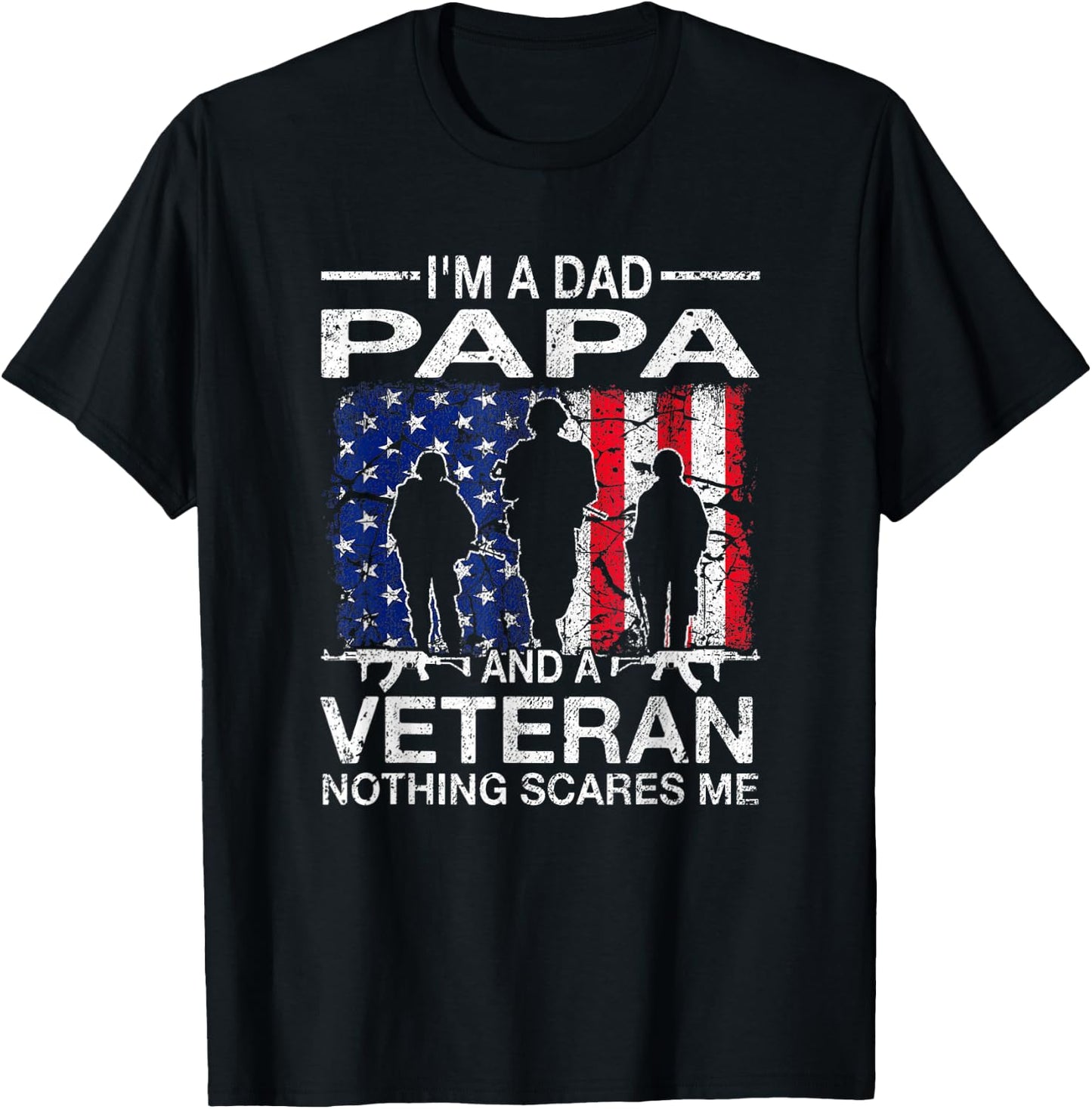 Papa and Veteran Military Fathers Day Gift Proud Army Dad T-Shirt - T-Shirt | Black