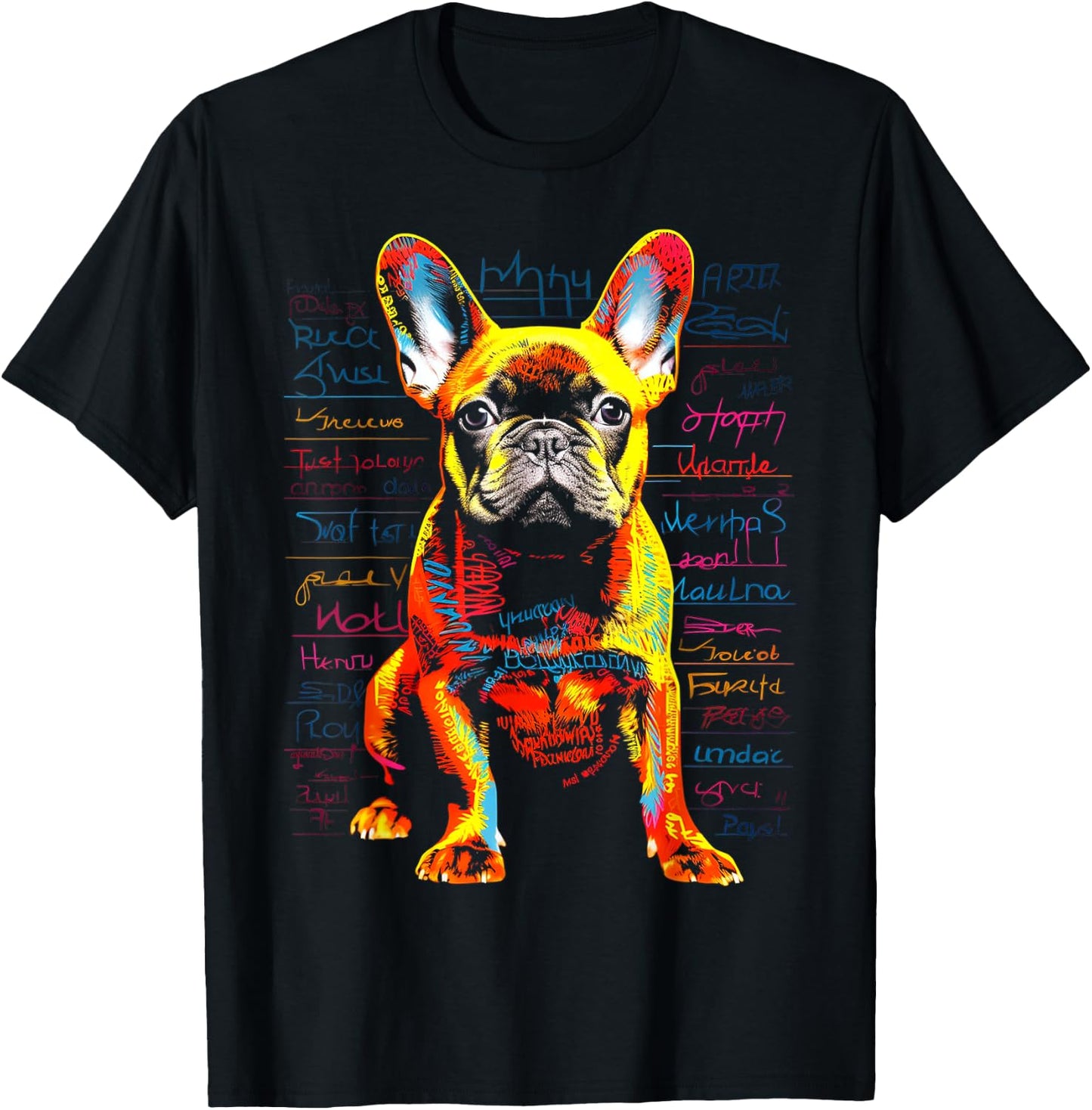 French Bulldog Dog Animal Pet Art Graphic French Bulldog T-Shirt - T-Shirt | Black
