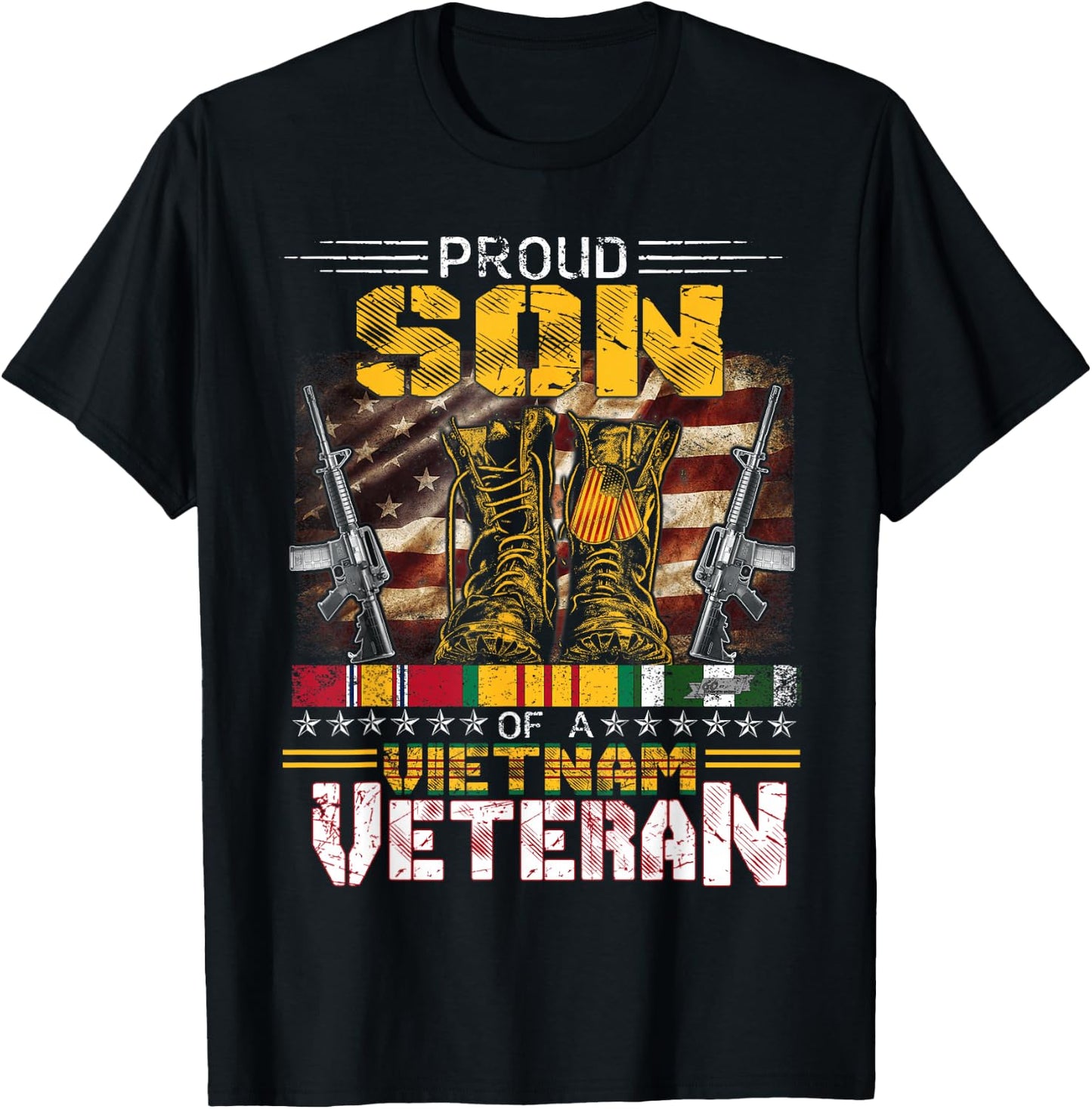 Proud Son Of A Vietnam Veteran Shirt | Vietnam War Vet T-Shirt - T-Shirt | Black