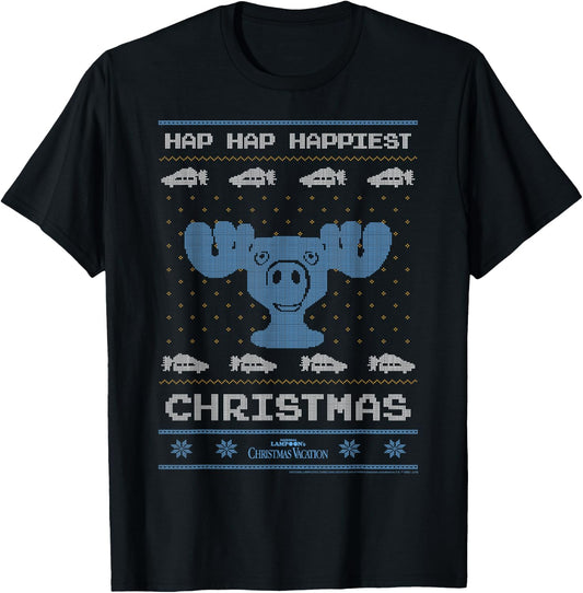 National Lampoon's Christmas Vacation Hap Hap Happiest Ugly T-Shirt - T-Shirt | Black